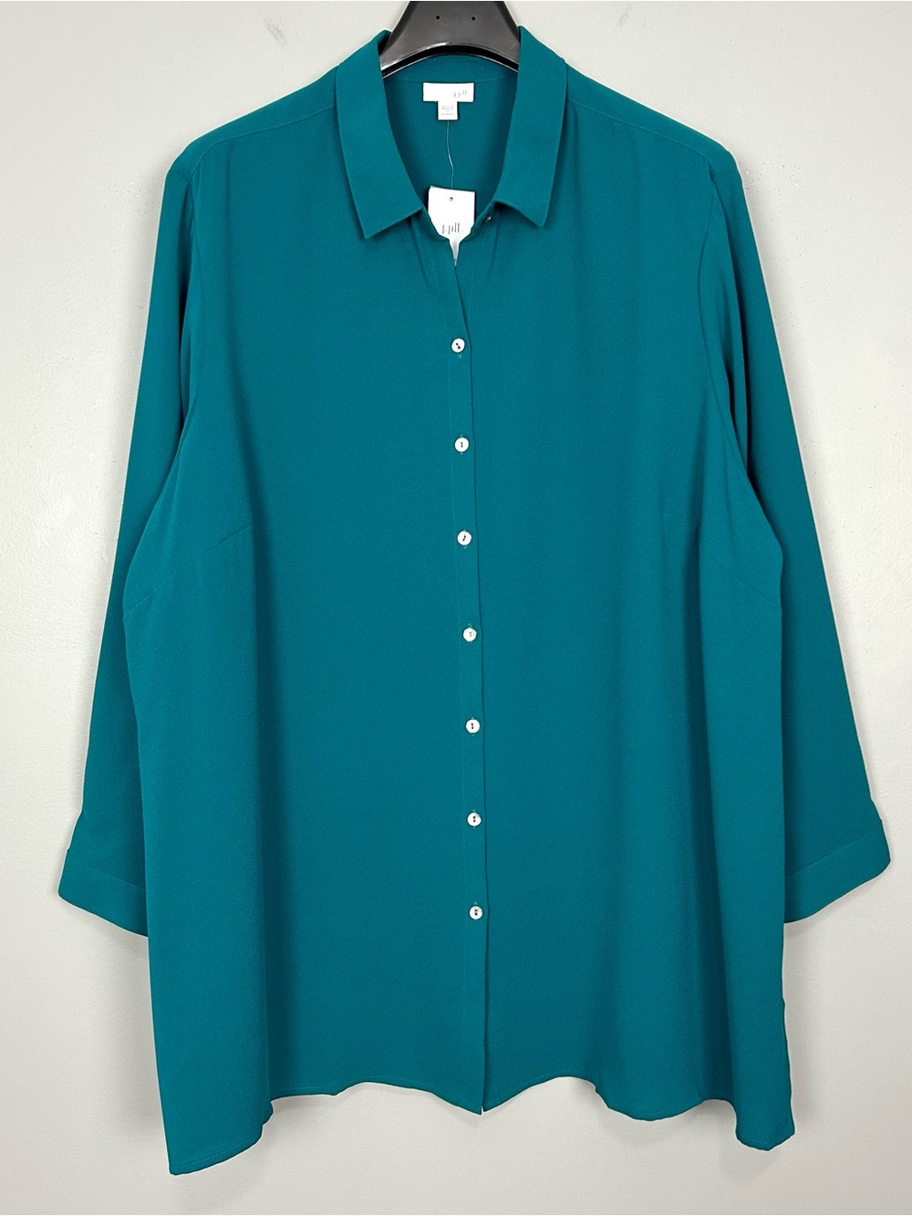 J. Jill Back Pleated Tunic Top Women’s Size 4X Button Front Side Slits Crepe